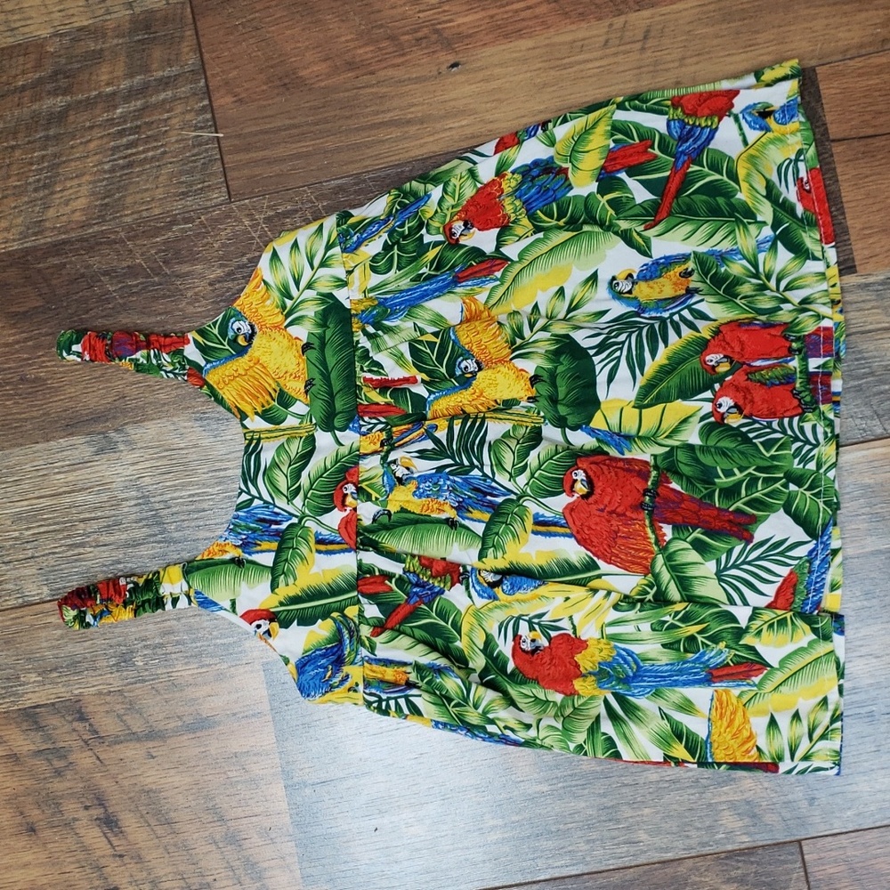 Aloha Republic Sleeveless Tropical Botanical Parrot Print Dress, Size 6 Months